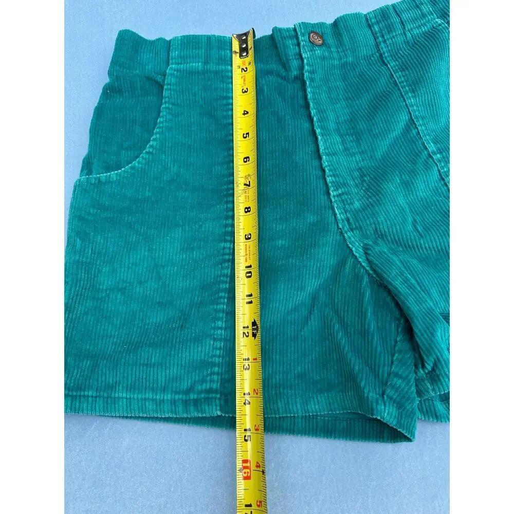 Vintage 80s Ocean Pacific OP Corduroy Shorts Teal Green Size 34 Mens Retro